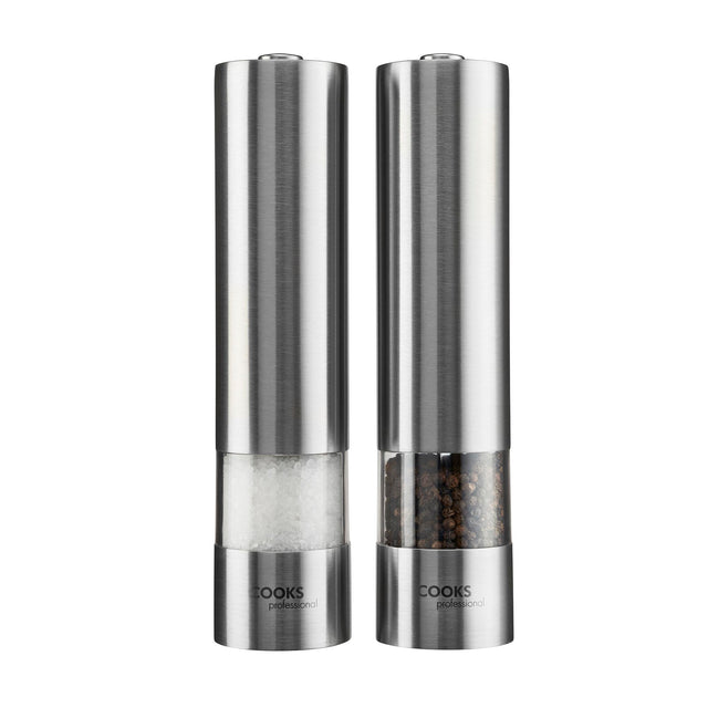 Cooks Professional Electric Salt and Pepper Mill Set | Stainless Steel
