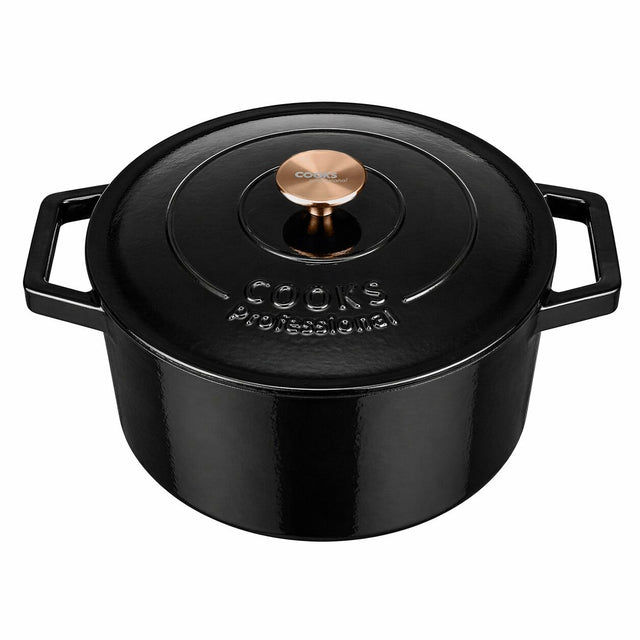 Cooks Professional 26cm Cast Iron Casserole | Black