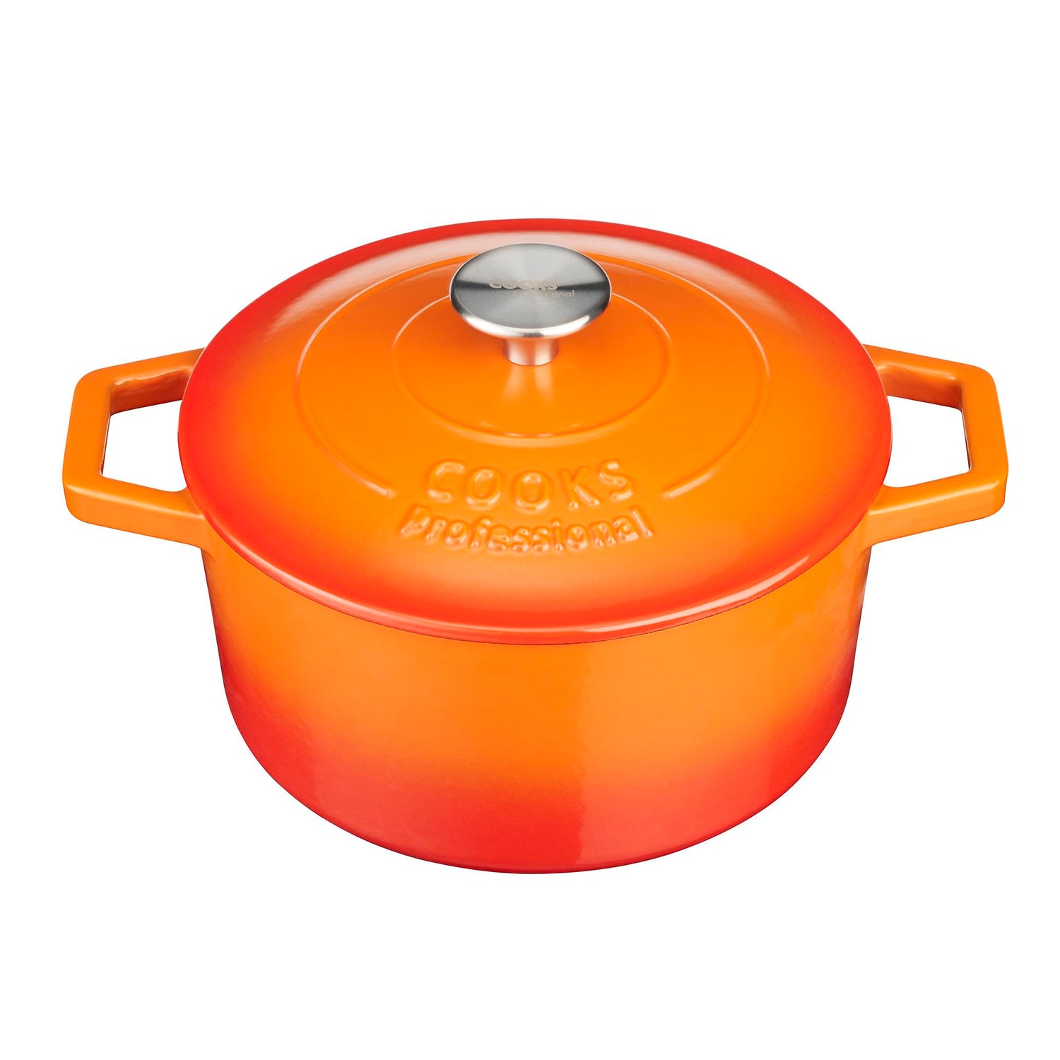 Cooks Professional 20cm Cast Iron Casserole | Graduated Orange