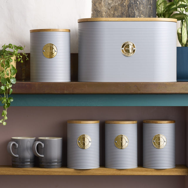 Cooks Professional 5 Piece Kitchen Storage Set with Bamboo Lids | Grey / Gold