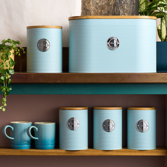 Cooks Professional 5 Piece Kitchen Storage Set with Bamboo Lids | Blue / Silver