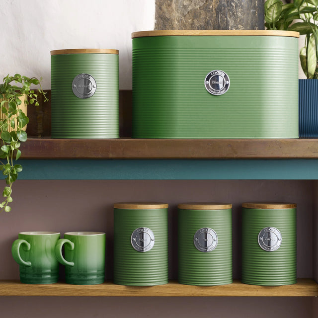 Cooks Professional 5 Piece Kitchen Storage Set with Bamboo Lids | Green / Silver