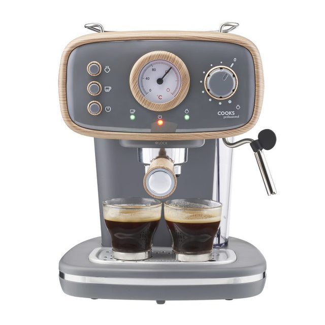 Cooks Professional Retro Espresso Machine | Nordic Grey
