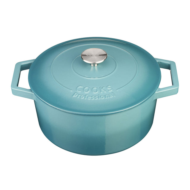 Cooks Professional 26cm Cast Iron Casserole | Teal