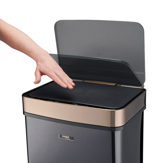 Cooks Professional 75L Sensor Recycling Bin with Food Caddy | Black / Copper