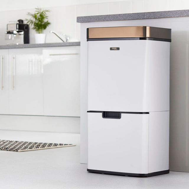 Cooks Professional 75L Sensor Recycling Bin with Food Caddy | White / Copper