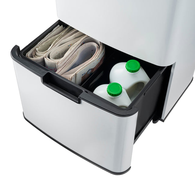 Cooks Professional 75L Sensor Recycling Bin with Food Caddy | White / Silver