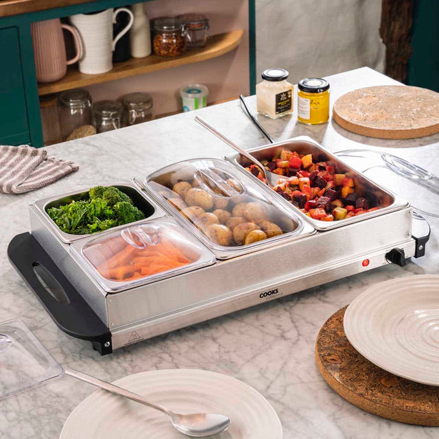 Cooks Professional 4 Section Buffet Warmer | 7.2L | Silver