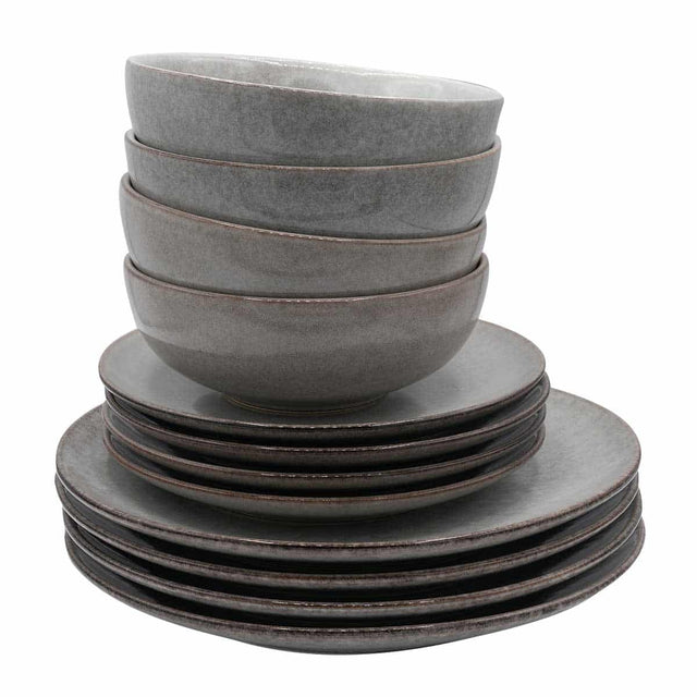 Cooks Professional 12 Piece Nordic Stoneware Dinner Set | Grey