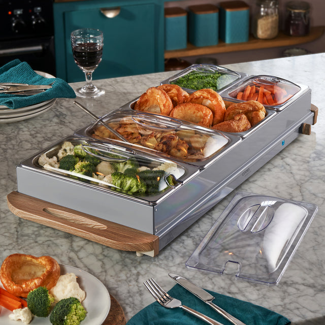Cooks Professional 5 Section Buffet Warmer | 9.6L | Nordic Grey