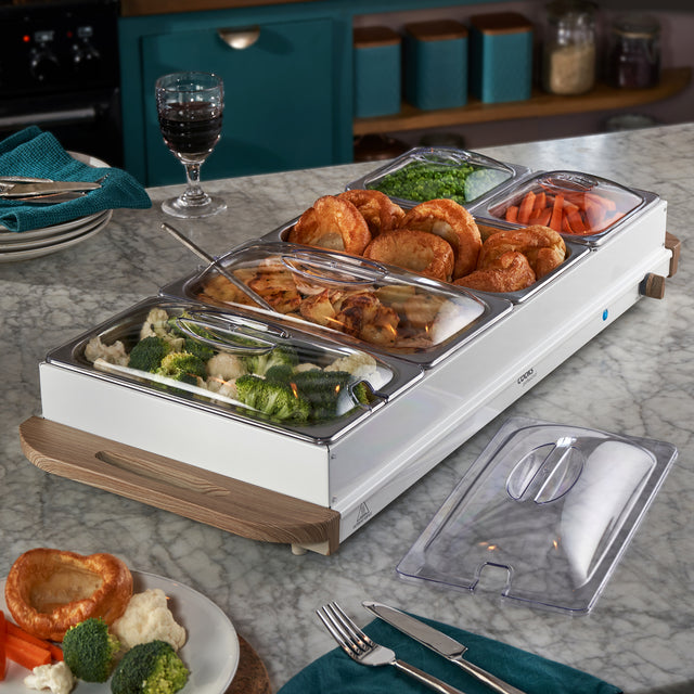 Cooks Professional 5 Section Buffet Warmer | 9.6L | Nordic White