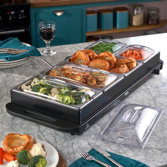 Cooks Professional 5 Section Buffet Warmer | 9.6L | Black