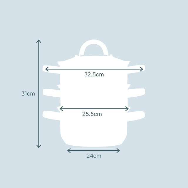 Cooks Professional 3 Tier Stainless Steel Steamer | 24cm