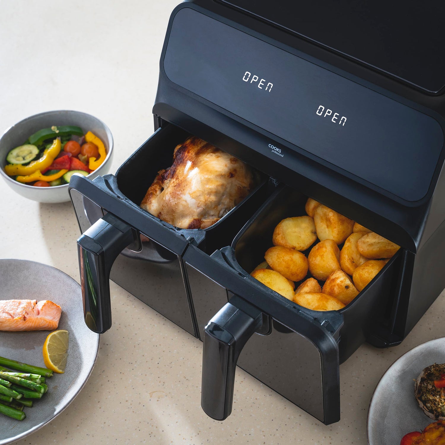 Cooks Professional 8L Digital Dual Air Fryer | Black