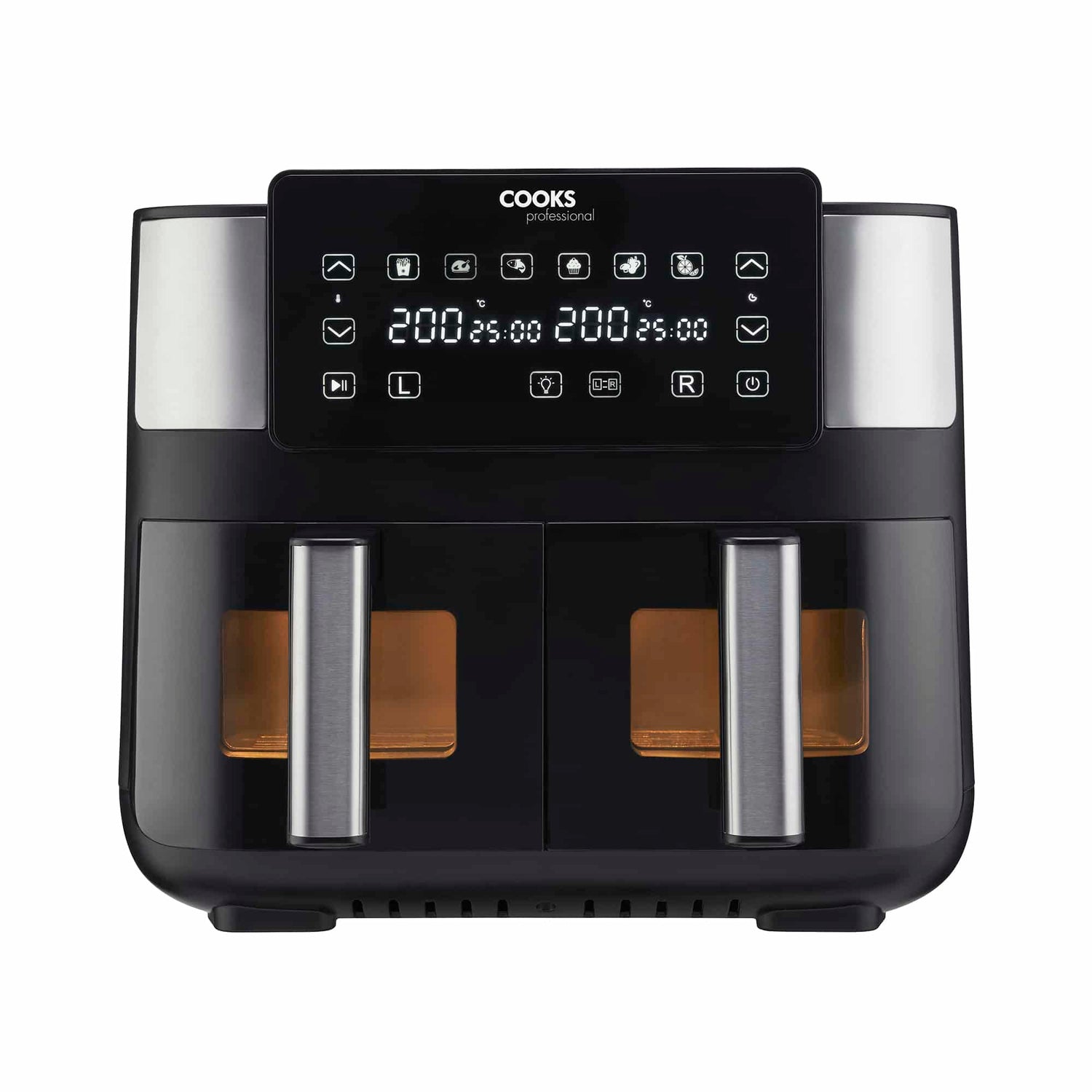 Cooks Professional 8L Dual Air Fryer with Glass Drawers