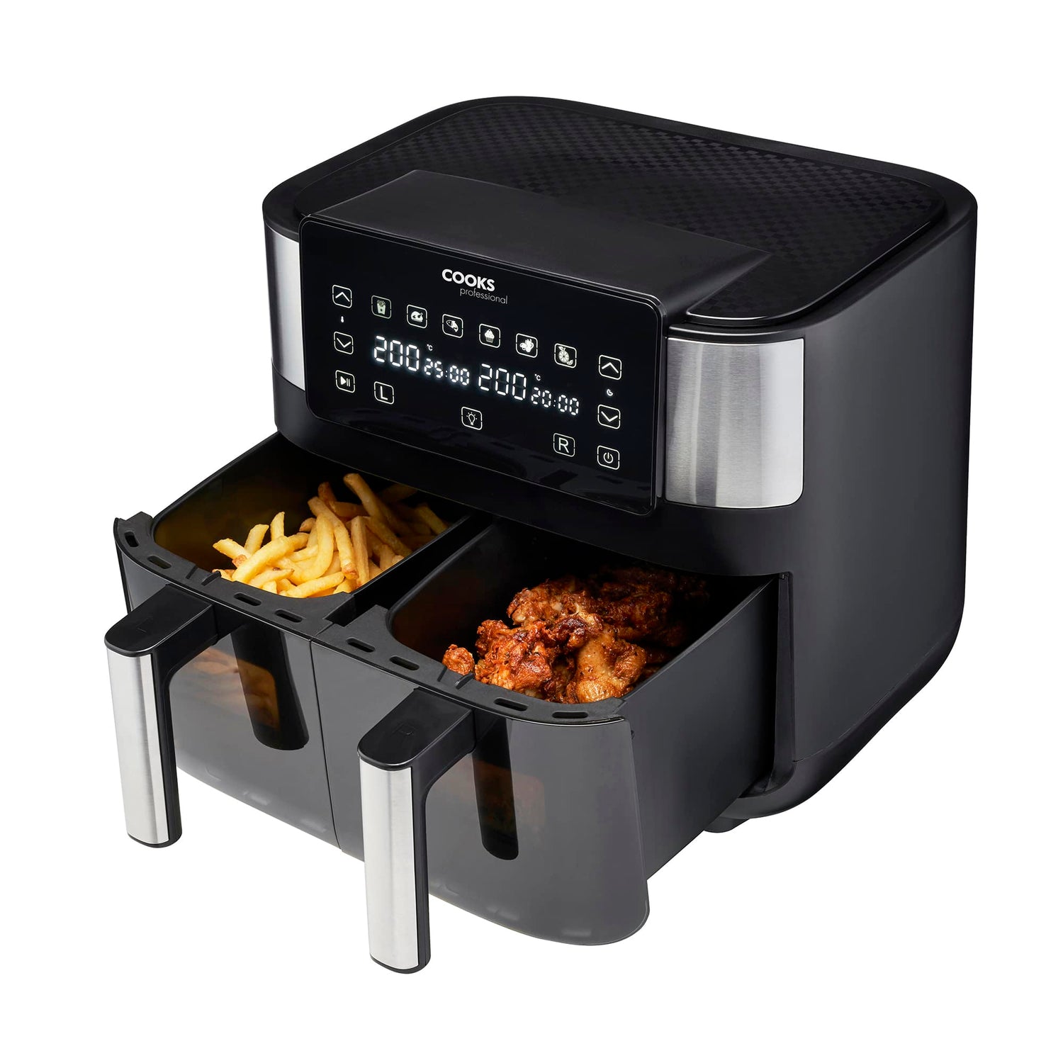 Cooks Professional 8L Dual Air Fryer with Glass Drawers