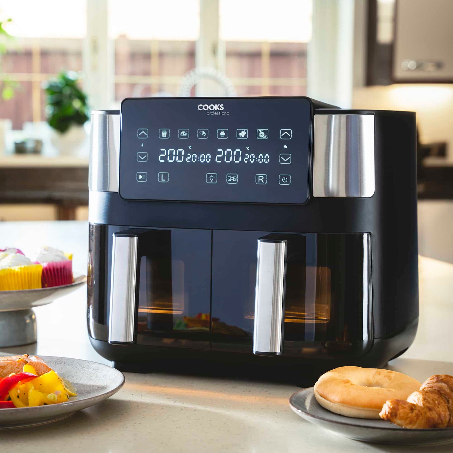 Cooks Professional 8L Dual Air Fryer with Glass Drawers