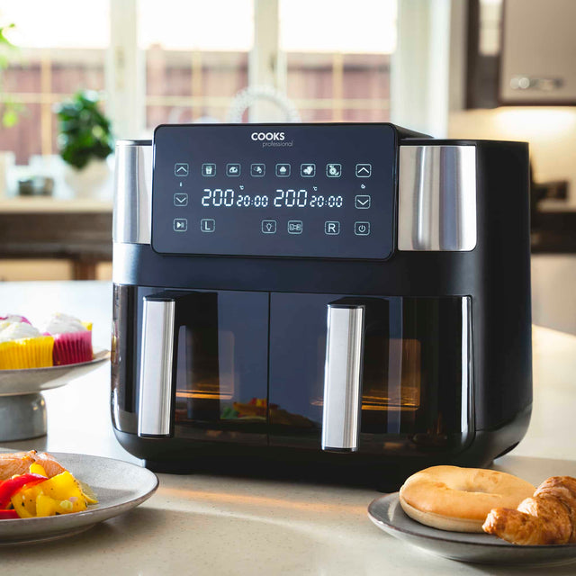 Cooks Professional 8L Dual Air Fryer with Glass Drawers