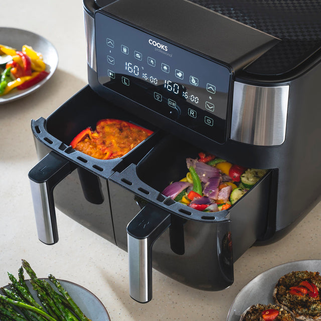 Cooks Professional 8L Dual Air Fryer with Glass Drawers