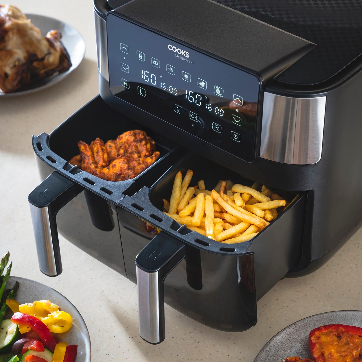 Cooks Professional 8L Dual Air Fryer with Glass Drawers