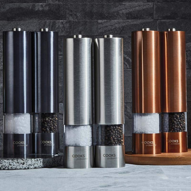 Cooks Professional Electric Salt and Pepper Mill Set | Copper