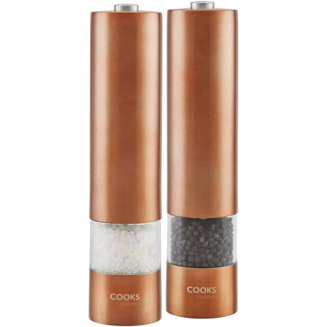 Cooks Professional Electric Salt and Pepper Mill Set | Copper