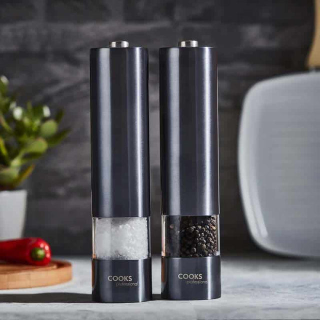 Cooks Professional Electric Salt and Pepper Mill Set | Graphite