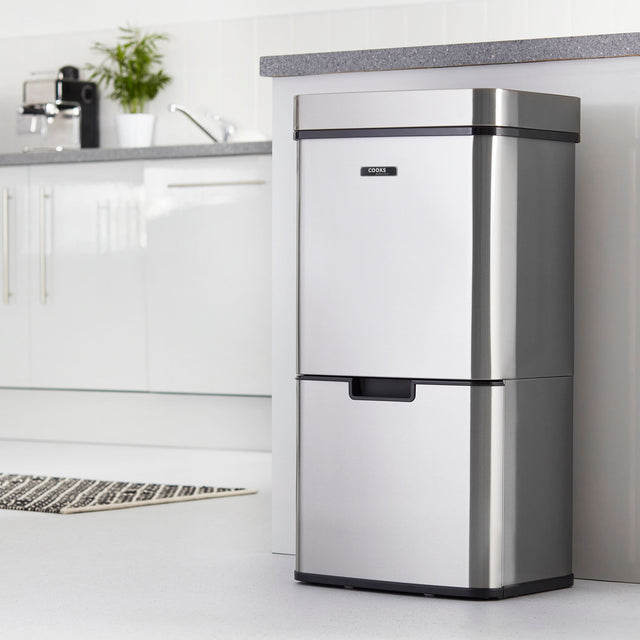 Cooks Professional 75L Sensor Recycling Bin with Food Caddy | Silver