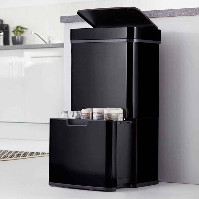 Cooks Professional 75L Sensor Recycling Bin with Food Caddy | Black