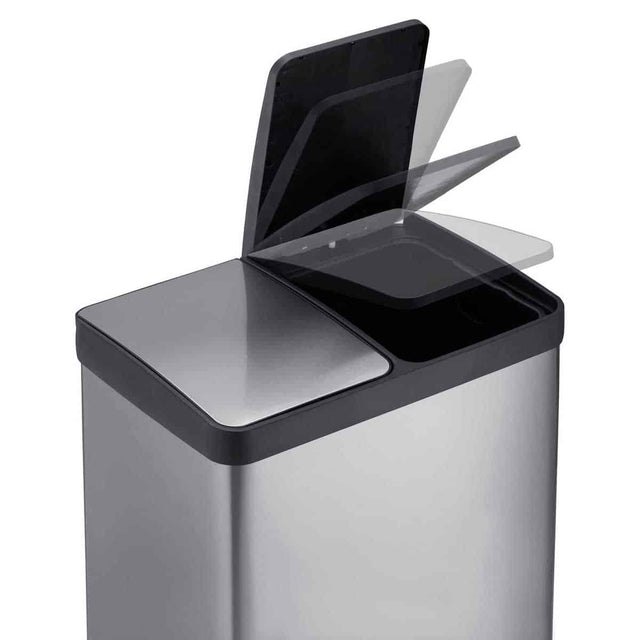Cooks Professional 60L Recycling Pedal Bin | Dual Pedal - Silver