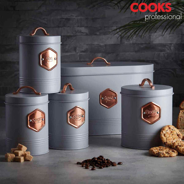 Cooks Professional 5 Piece Kitchen Storage Set | Grey / Copper