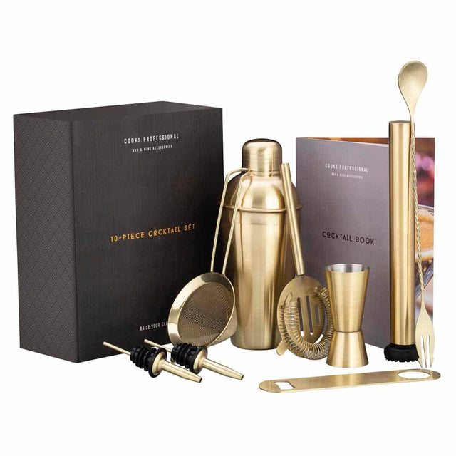 Cooks Professional 10-Piece Cocktail Set | Stainless Steel | Gold