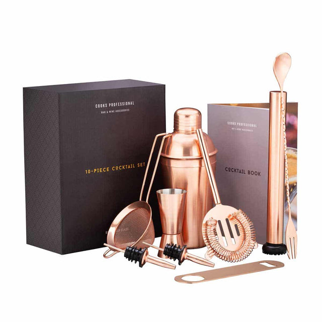 Cooks Professional 10-Piece Cocktail Set | Stainless Steel | Rose Gold