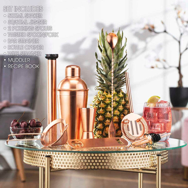Cooks Professional 10-Piece Cocktail Set | Stainless Steel | Rose Gold