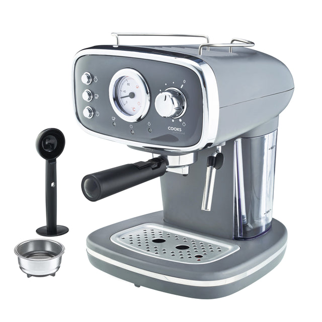 Cooks Professional Retro Espresso Machine | Grey