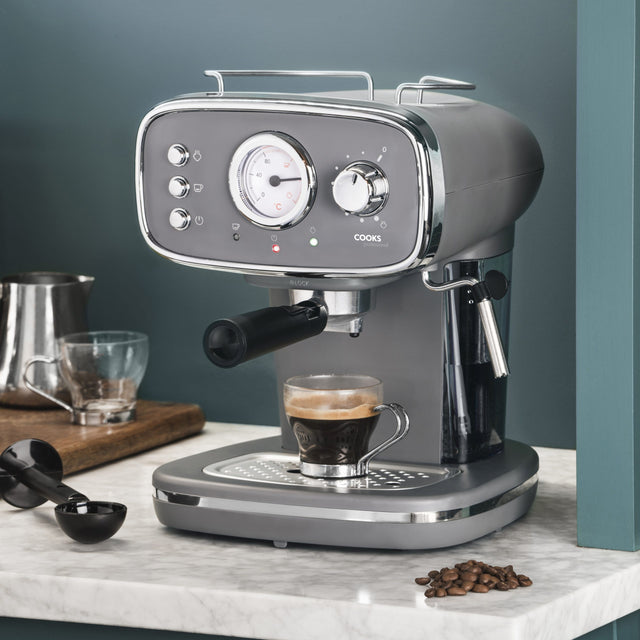 Cooks Professional Retro Espresso Machine | Grey
