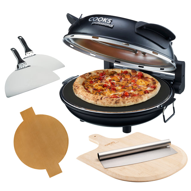 Cooks Professional Electric Pizza Oven Set | Black