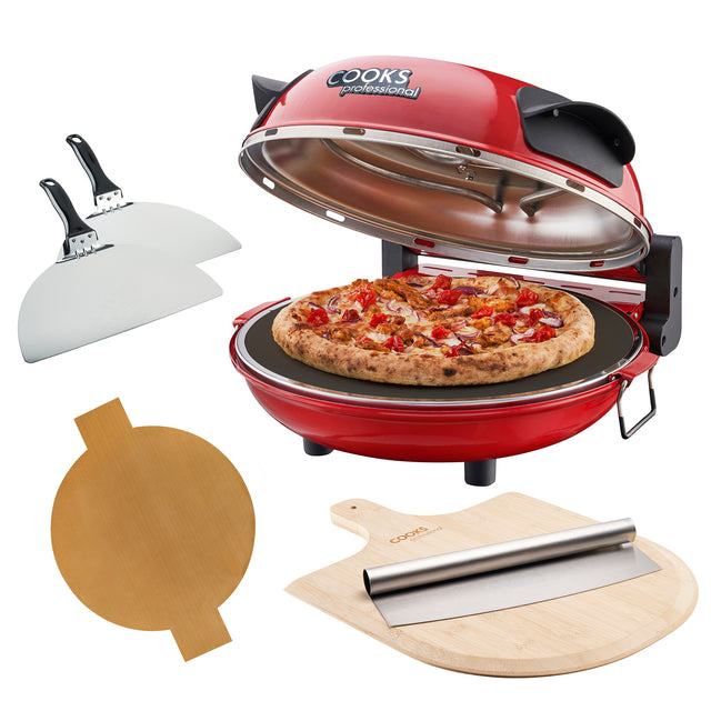 Cooks Professional Electric Pizza Oven Set | Red