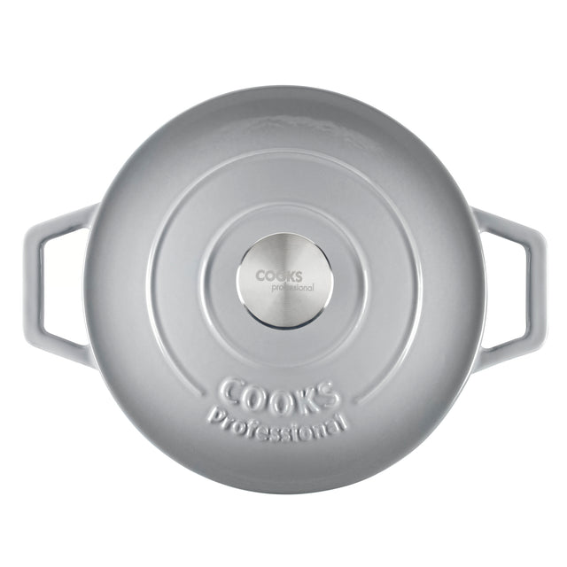 Cooks Professional Set of 2 Cast Iron Casserole | 20cm and 26cm | Graduated Grey