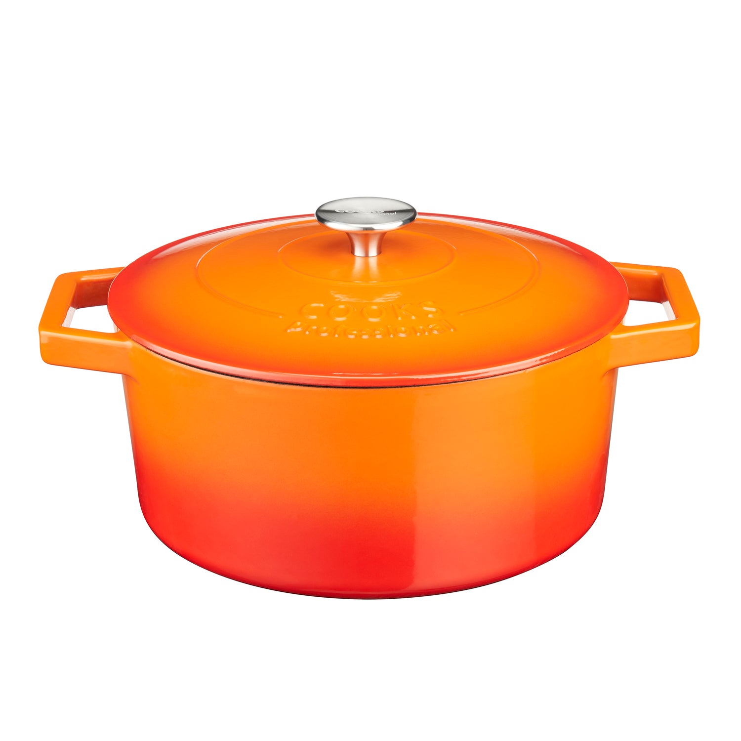Cooks Professional 26cm Cast Iron Casserole | Graduated Orange