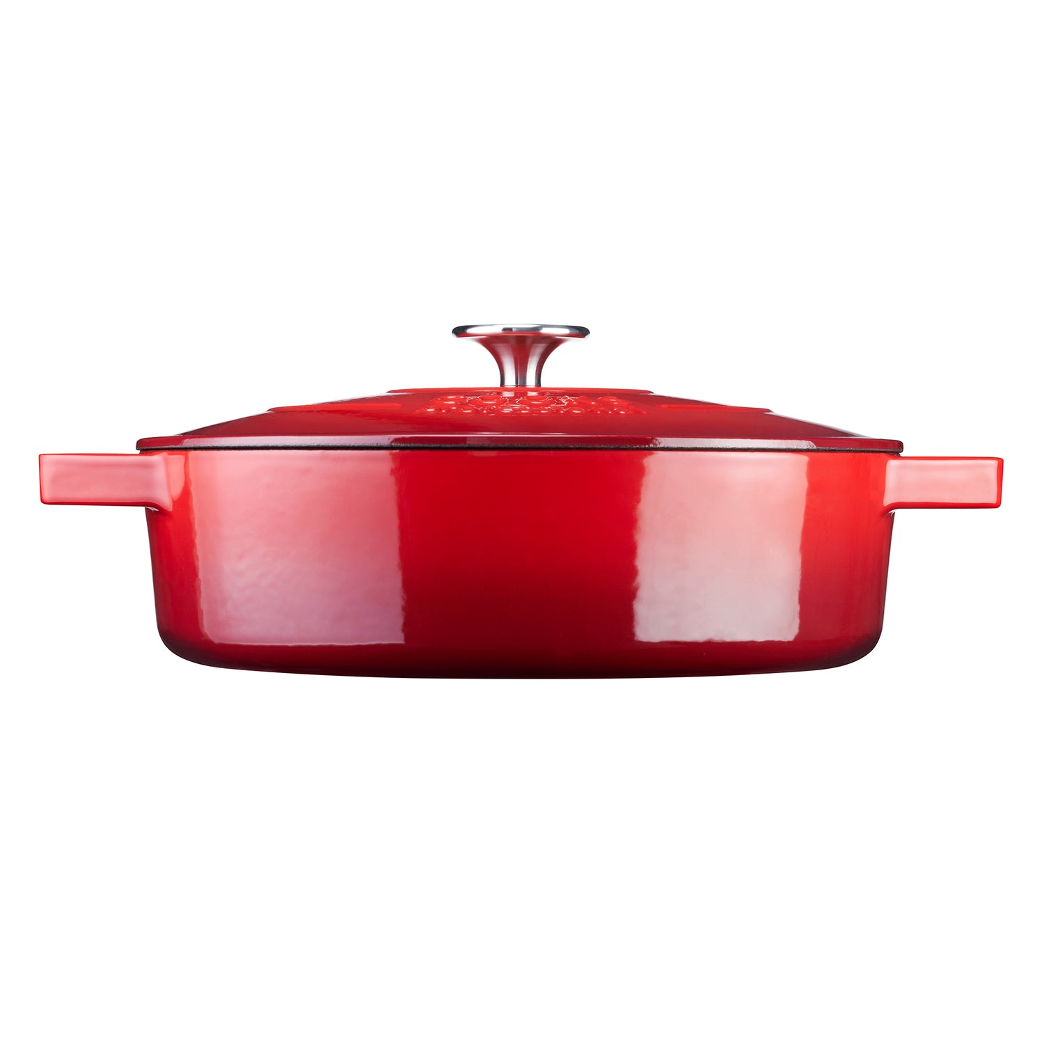 Cooks Professional Set of 2 Cast Iron Casserole | 26cm and 28cm | Graduated Red