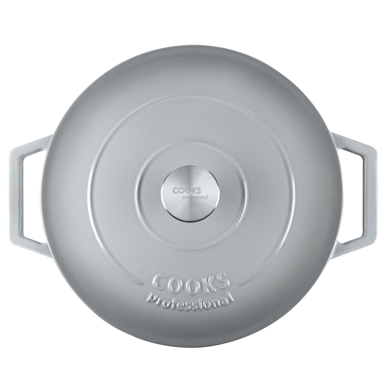 Cooks Professional Set of 3 Cast Iron Casserole | 20cm, 26cm and 28cm | Graduated Grey