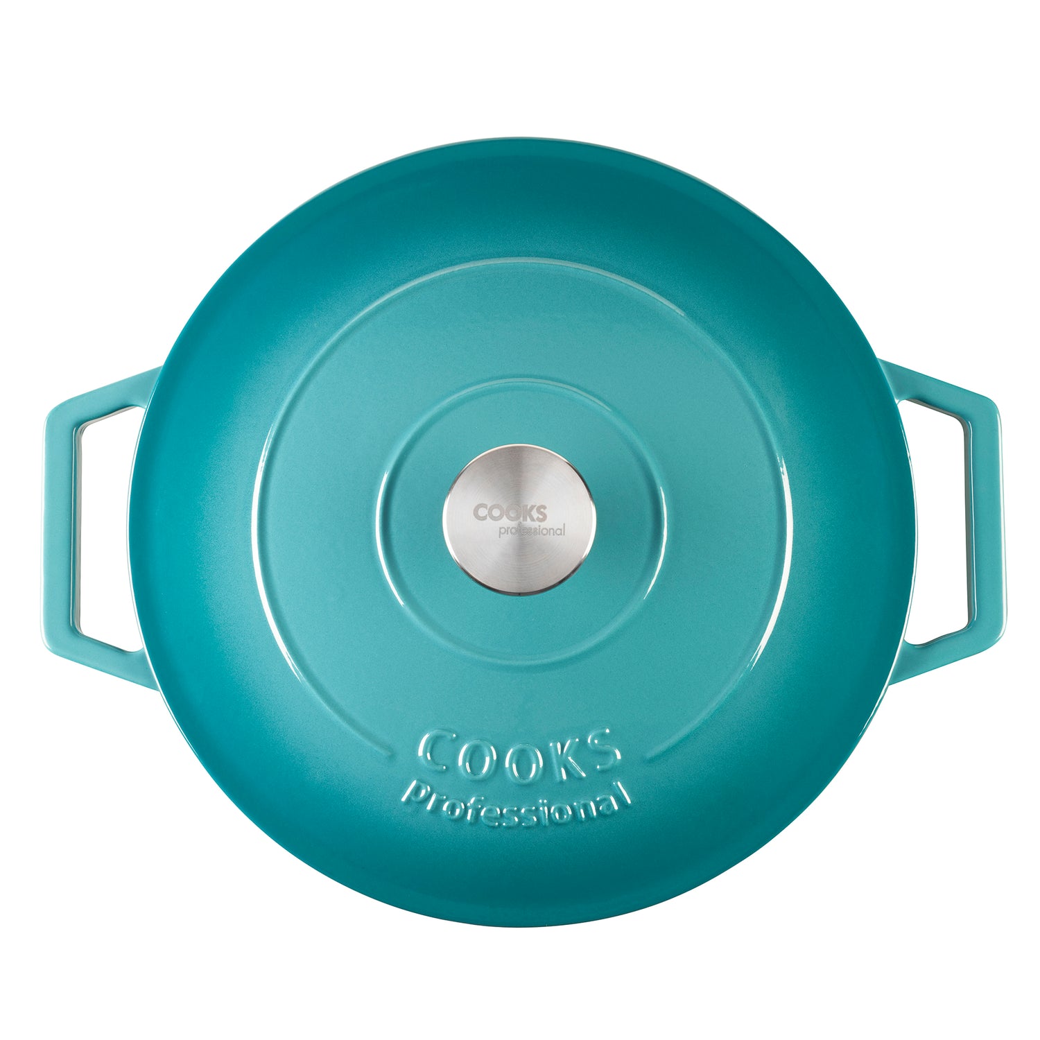 Cooks Professional Set of 3 Cast Iron Casserole | 20cm, 26cm and 28cm | Graduated Teal