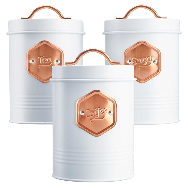 Cooks Professional 3 Piece Kitchen Storage Set | White / Copper
