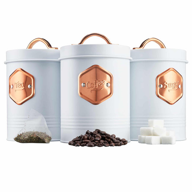 Cooks Professional 3 Piece Kitchen Storage Set | White / Copper