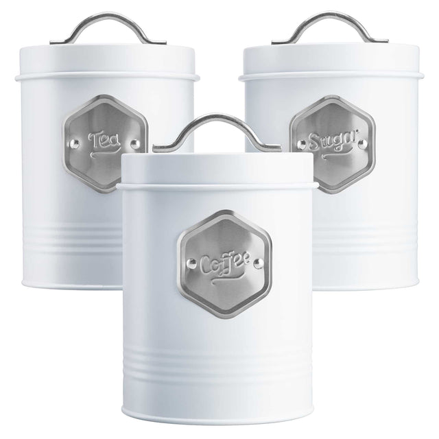 Cooks Professional 3 Piece Kitchen Storage Set | White / Silver