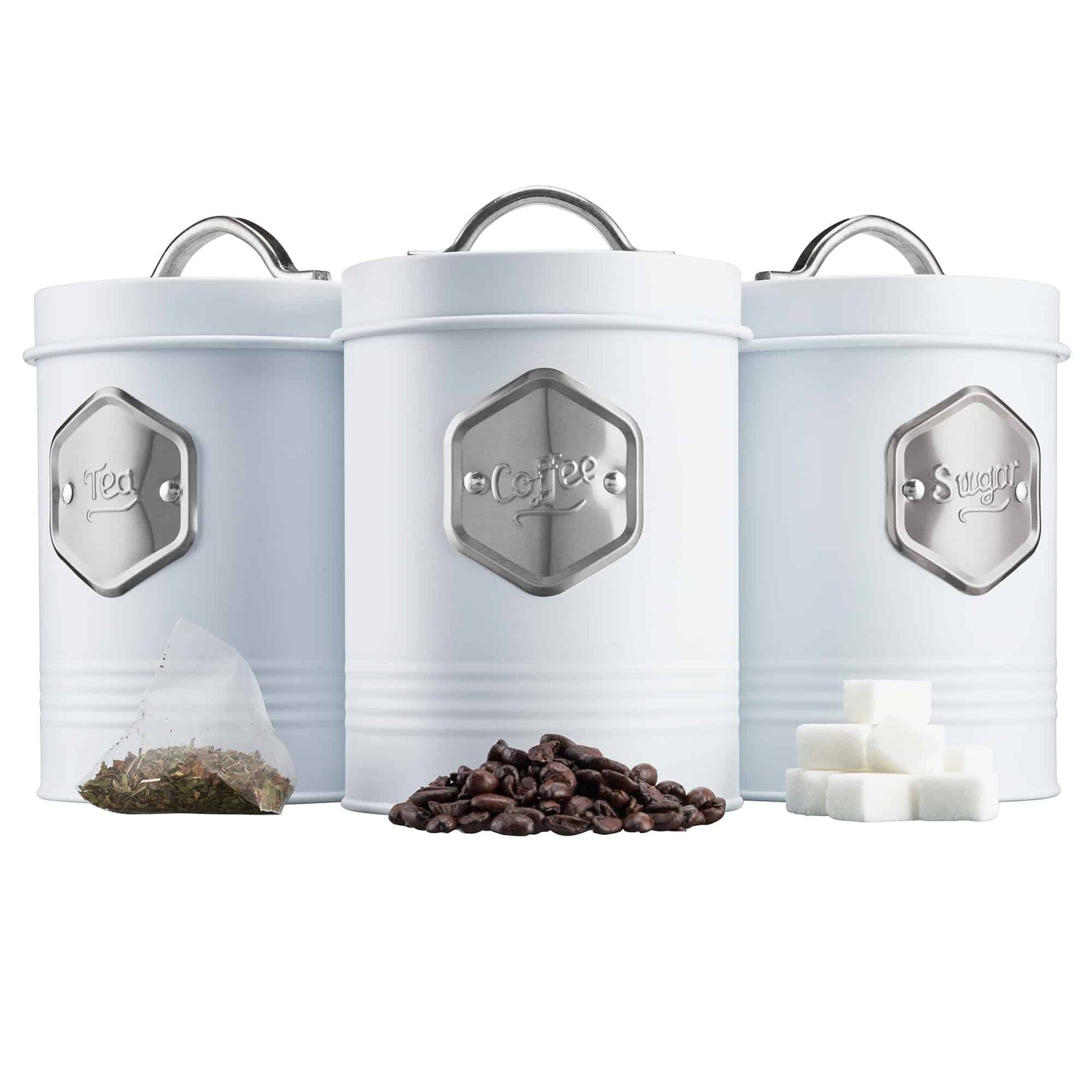 Cooks Professional 3 Piece Kitchen Storage Set | White / Silver
