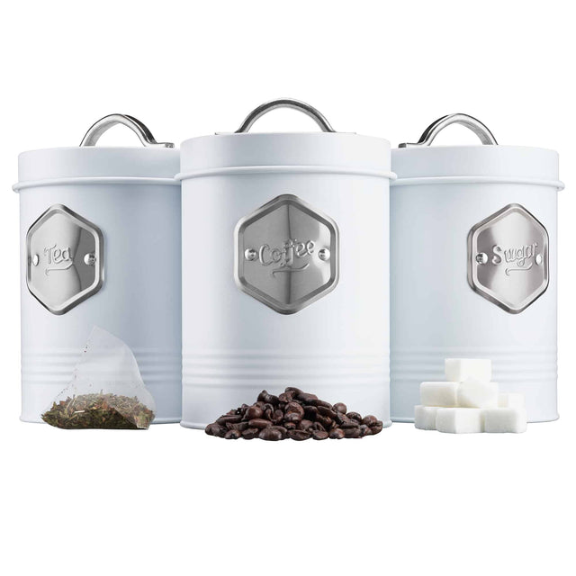 Cooks Professional 3 Piece Kitchen Storage Set | White / Silver