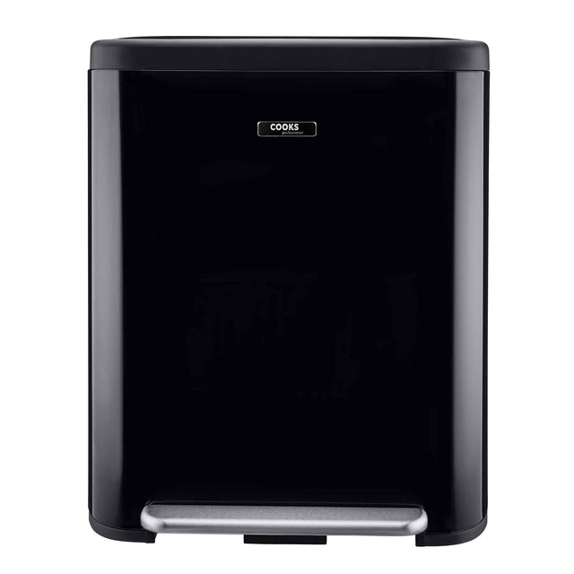 Cooks Professional 60L Dual Recycling Slimline Pedal Bin | Black