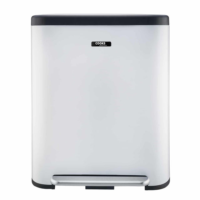 Cooks Professional 60L Dual Recycling Slimline Pedal Bin | White